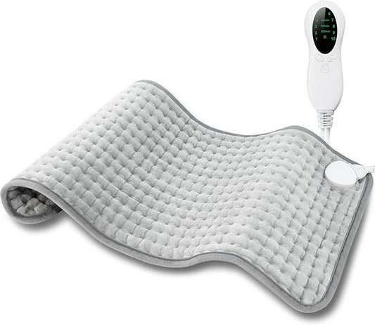 Electric Heating Pad for Period Cramps & Back Pain Relief, Birthday & Mothers Day Gifts for Mom Dad Women Men, Portable Heat Pad for Neck and Shoulders, 10 Heat Settings, ETL Certified, 12"x24", Gray