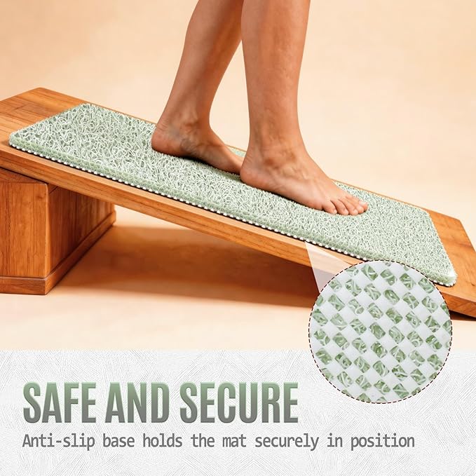 Joyhalo Shower Mat Bathtub Mat Non Slip, Bathmats Non Slip, Quick Drying Foot Scrubber Loofah Mats for Shower, Tub, Bathroom, Home, 17x24inch, Mint Green