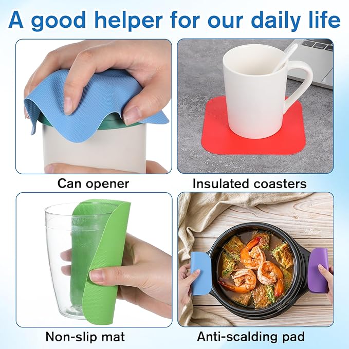 JJUNW 12Pcs Jar Opener Gripper, Jar Openers Gripper Pads, Rubber Jars Opener Kitchen Gadgets Cap Jars Openers, Grippers for Opening Ja rs for Seniors Kitchen Coasters Tool(Style B)
