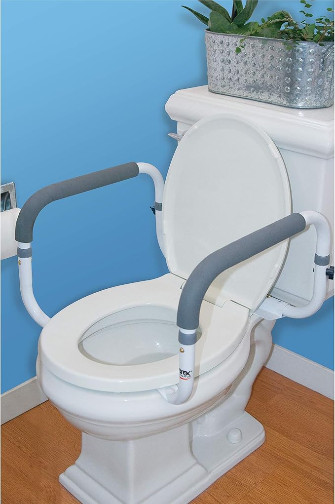 Carex Toilet Safety Frame - Toilet's Safety Rails with Adjustable Width - Toilet Rails for Elderly, Handicap, Home Health Care Equipment After Surgery, Supports 300lbs (Pack of 2)