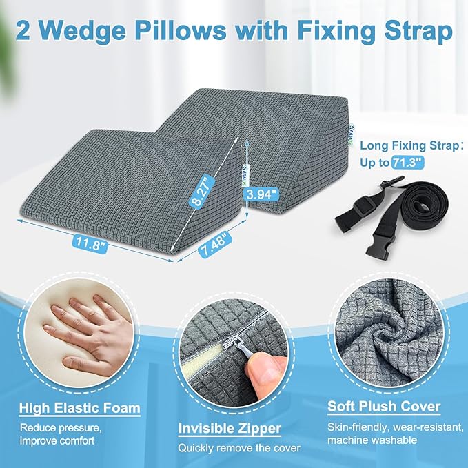 KAAMOS Wheelchair Lateral Support Cushions, Lateral Support for Wheelchair, Back Side Support Wedge Cushion for Seniors, Foam Positioning Wedge Pillow Side Padding (Small)