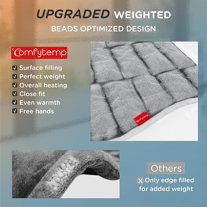 Comfytemp Heating Pad for Back Neck Shoulders, Weighted Heating Pad, Valentines Day Birthday Gifts for Women Men Mom Dad Elderly, Extra Large Electric Back Heated Wrap with Auto-Off, 22"x33", Grey