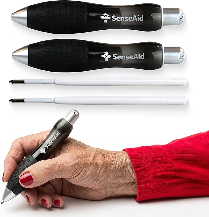 Fat Heavy Weighted Pens | Set of Two Super Big Pens Including TWO BONUS INK REFILLS | Large Wide Grip Pens Aids Writing For Those With Arthritis, Parkinson's, Carpal Tunnel & Essential Hand Tremors