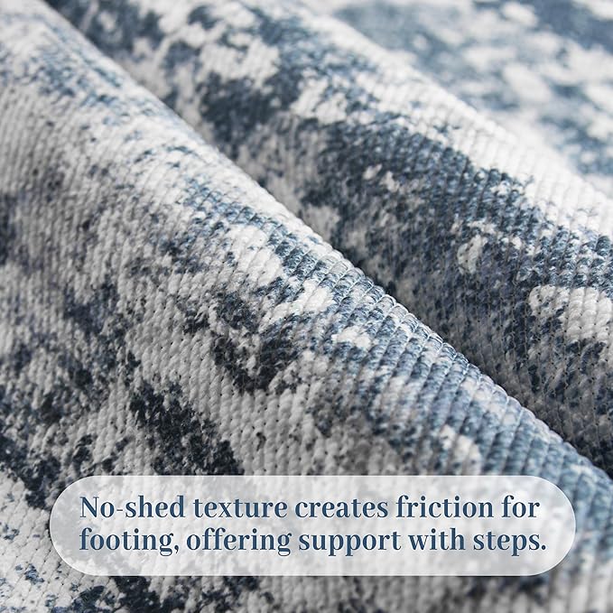 3x5 Area Rug Washable Entryway Rug Non Slip Abstract Tear and Stain Resistance No Pile Lightweight Throw Rugs Carpet for Kitchen, Entrance, Foyer, Bedside, Mudroom, Blue
