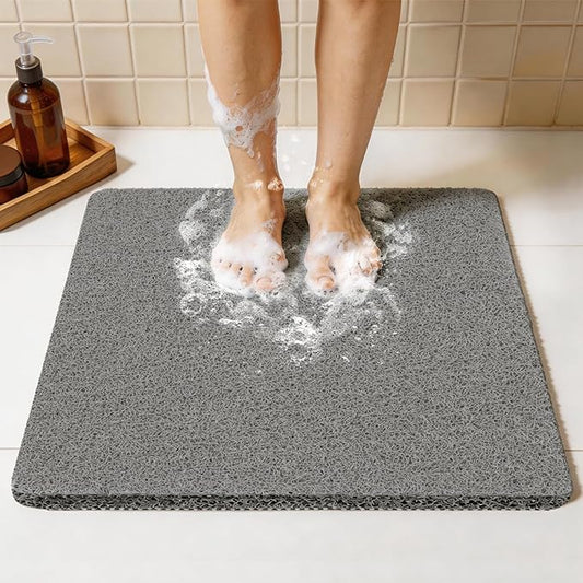 Joyhalo Shower Mat Bathtub Mat Non Slip, Bathmats Non Slip, Quick Drying Foot Scrubber Loofah Mats for Shower, Tub, Bathroom, Home, 24 * 24inch, Grey