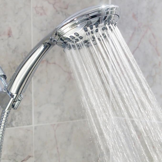 Aqua Elegante 6 Function Luxury Handheld Shower Head - Adjustable Pressure Rainfall Spray With Removable Nozzle For The Bathroom, Chrome