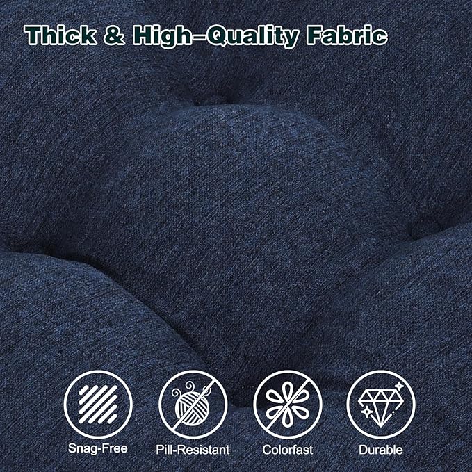 baibu Memory Foam Small Recliner Cushions with Lumbar Support Pillow Set, 18x16x4 Inch Dual-Layer Design Non-Slip Recliner Seat Cushion & Back Support Pillow for Reduce Hip & Lumbar Pain, Navy Blue