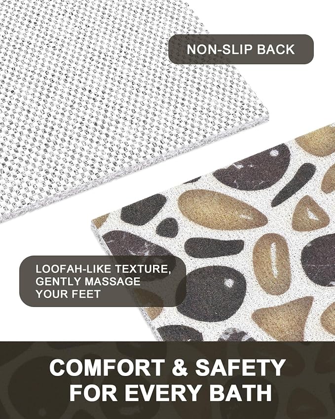 Large Shower Mat Non Slip: Anti Slip Shower Mats for Inside Shower, Soft PVC Loofah Shower Floor Mat, Extra Large Bath Mat for Shower, Tub, Bathroom, Floor, Kitchen, Home, Pool, Hotel, Quick Drying