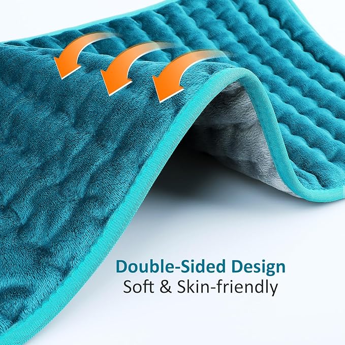 Heating pad for Back/Shoulder/Neck/Leg Pain Relief, Heating Pads for Period Cramps, 6 Fast Heating Settings, Auto-Off, Machine Washable, Birthday Gifts for Women Mom, Extra Large 12"x24", Blue