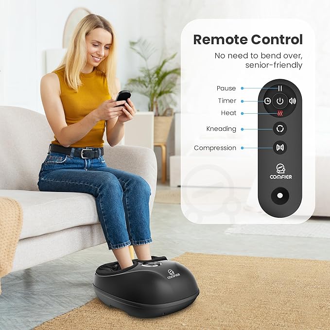 COMFIER HSA Eligible Shiatsu Foot Massager Machine with Heat, FSA Foot Massager for Neuropathy Plantar Fasciitis, Deep Kneading Feet Massager with Heat,Up to Size 13, Mother‘s Day Gifts for Mom
