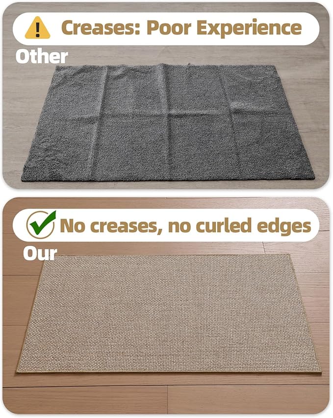 Color&Geometry Thin Front Door Mat Indoor Entrance Non Slip Rubber Backed, 24"x36" Indoor Door Mats for Entryway, Dirt Trapper Double Doormat, Washable Front Door Rugs, Dark Beige