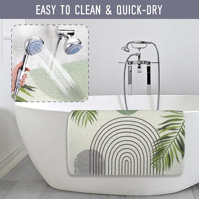 Square Shower Mat, 24 x 24 Inch Non Slip Bohemia Shower Stall Mat, Quick-Dry PVC Loofah Bath Mat for Shower Tub Bathroom
