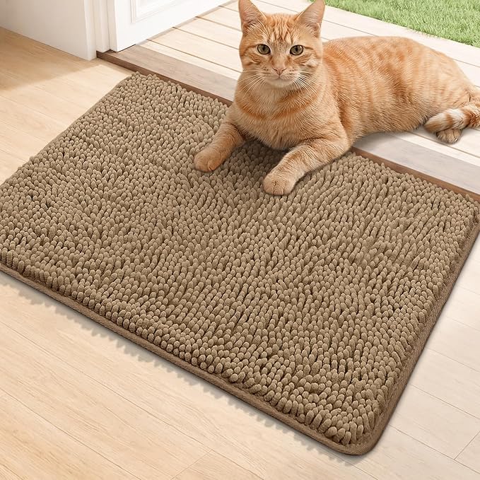 Bcoimo Super Absorbent Cat Door Mat, 24"*17" Anti Slip Mat for Muddy Paws, Pet Rugs for Dirty Paws Washable that Absorbs Moisture and Dirt, for Cat Cage and Pet Resting Carpet