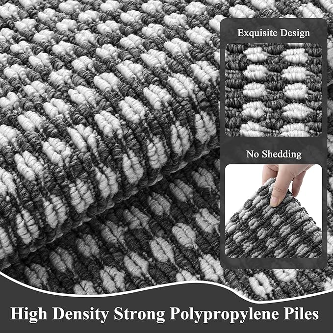 Ileading Black Runner Rugs for Hallway 2'x8' Non Slip Farmhouse Long Kitchen Floor Mats with Rubber Backing Absorbable Throw Rugs Machine Washable Indoor Decor Carpet for Corridor Petmat Entryway