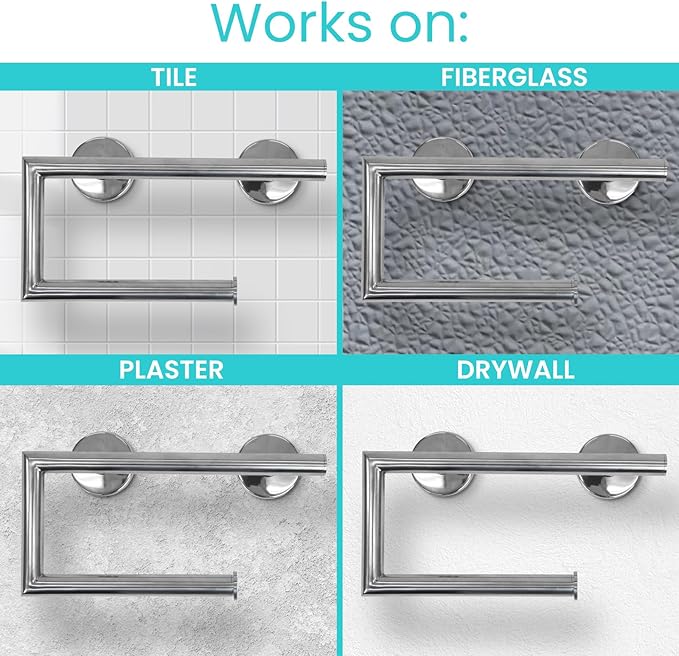 Vive Grab Bar with Toilet Paper Holder (350lbs) - Handrail Bar Combo for Bathroom Wall - Safety Support for Elderly, Seniors & Disabled - Handicap Assist for Restroom Walls & Getting up from Toilets