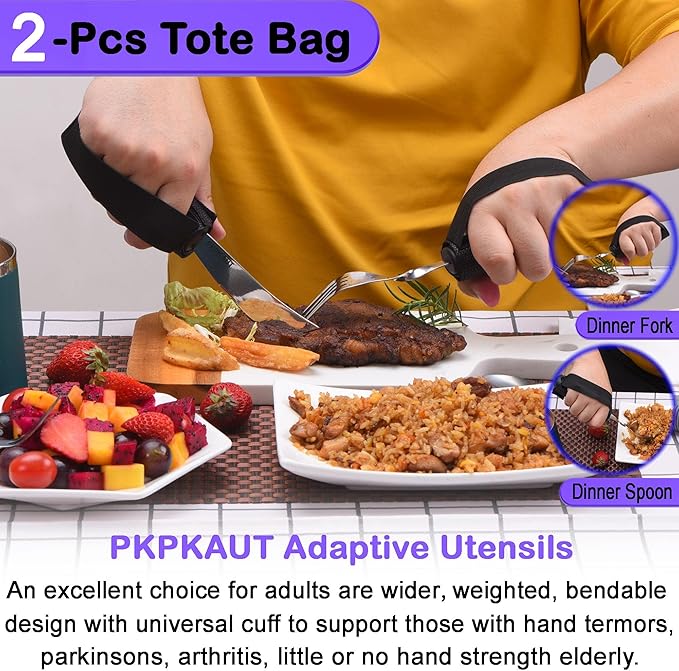 Adaptive Utensils for Parkinsons Patients Elderly, Weighted Utensils for Hand Tremors, Parkinsons Eating Utensils for Disabled People, Weighted Silverware for Hand Tremors Arthritic Hands