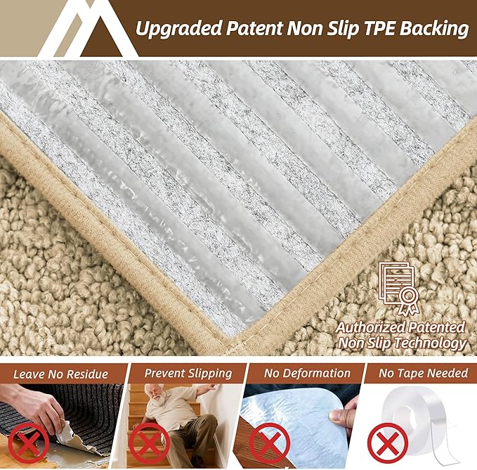 COSY HOMEER Stair Treads for Wooden Steps 9"x28",Washable Non Slip Peel and Stick Carpet Stair Treads with Reusable Residue Free Backing Soft Pet Friendly Stair Runner for Kids Elders,Warm Beige,7pcs