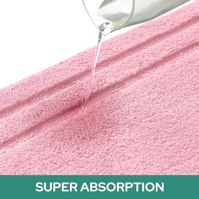 HOMEIDEAS Bathroom Rugs Sets 3 Piece, Super Soft and Absorbent Non Slip Microfiber Toilet Bath Mat with U-Shaped (Light Pink)