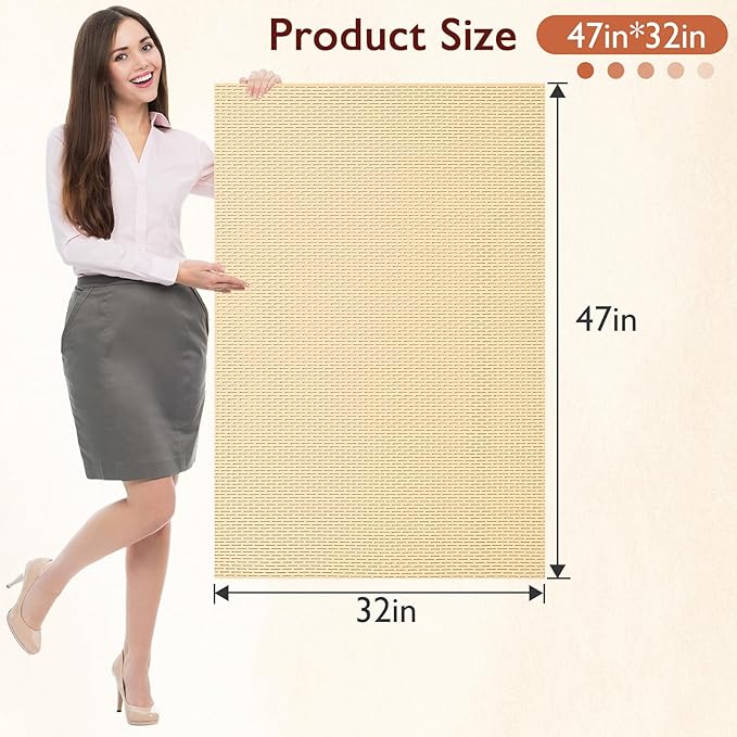 Extra Large Non-Slip Shower Mat, Fast-Dry PVC Bath Stall & Tub Mat, Drain-Hole Design,for Shower Stall Tub for Elderly/Kids，Non Slip Bathroom Safety Accessory，Beige 32"x47"