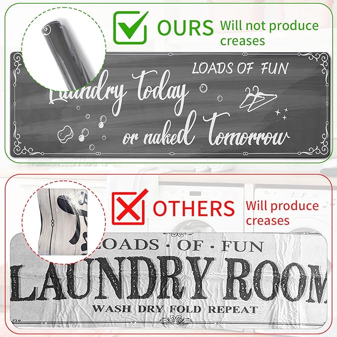 XLHOMO Laundry Room Rug Runner, 17"x60" Non Slip Nappa Leather Laundry Rugs, Grey Farmhouse Washable Floor Laundry Mats for Laundry Room, Kitchen, Washroom, Bathroom, Mudroom, Hallway Entryway Decor