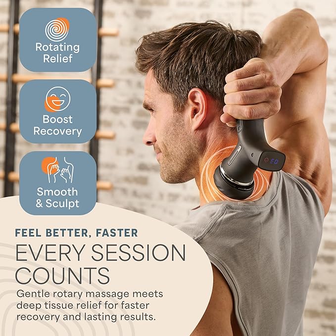 LifePro Lymphatic Drainage Massager – Handheld Cellulite Massager for Legs, Thighs, Neck & More – Spinergy Body Sculpting Massage Gun with Vibration for Muscle Recovery & Relaxation – Quiet & Portable