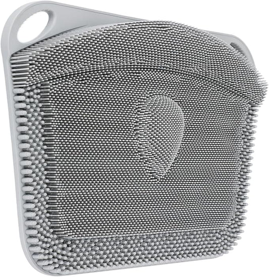 FREATECH Large Shower Foot Scrubber Mat, Silicone Foot Cleaner Brush to Clean, Exfoliate and Massage Feet Without Bending Over, Improve Foot Appearance and Overall Health, Grey - 17.3" x 13"