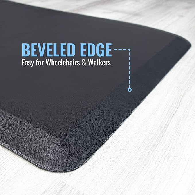 Extra Large Bedside Fall Protection Mat, Safety Mat for Elderly and Disabled, Non-Slip Grip with Anti-Trip Beveled Edges, 70"x 24"x .5”, Black