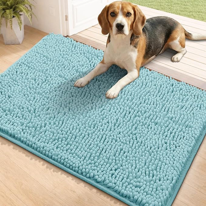Bcoimo Super Absorbent Dog Door Mat, 36"*24" Anti Slip Mat for Muddy Paws, Pet Rugs for Dirty Paws Washable that Absorbs Moisture and Dirt, for Dog Cage and Pet Resting Carpet