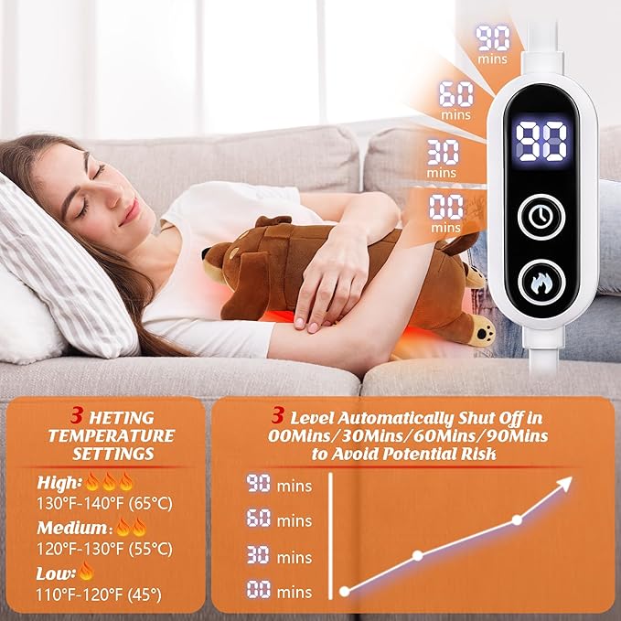 Electric Heating Pad for Period Cramps, Cuddly 14‘’ Dachshund Dog Plush with a Hot Soft Belly USB Powered, Menstrual Heating Pad Neck Shoulder Pain Relief, Gift for Daughter Wife Period Heating Pad