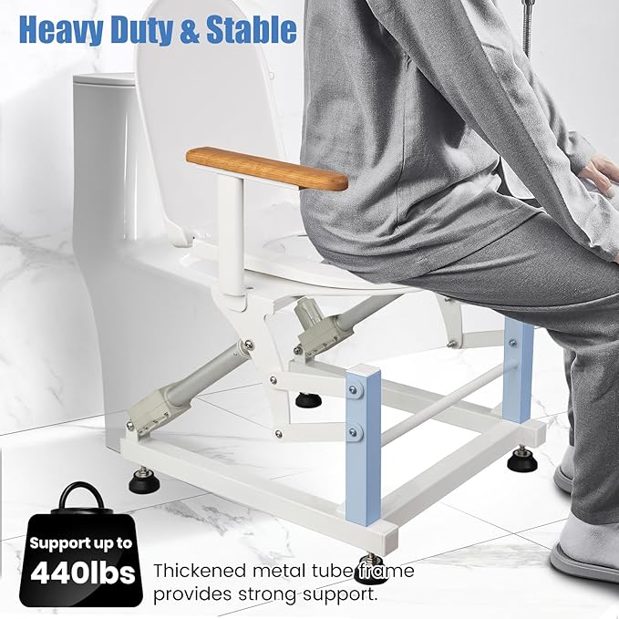 Lift Toilet Seat for Elderly with Wooden Armrests, FSÄ/HSÄ Eligible Electric Sit to Stand Lift for Elderly and Disabled, Toilet Seat Lift Supports Up to 440lbs