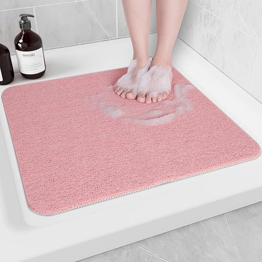 Hargiis Non-Slip Bathtub Mat, Anti Slip Shower Mat, Fast Drying Bathtub Mats, Foot Scrubber Mat, Anti Slip Mat for Tub, Floor, Bathroom, Kitchen, Home, Hotel (Pink 24"×24")
