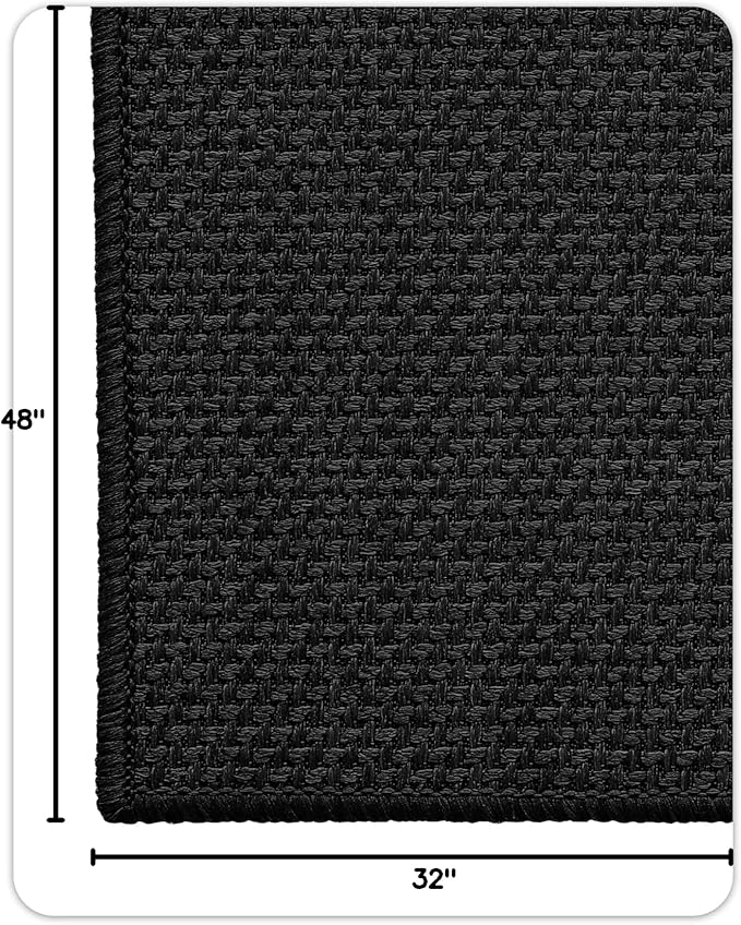 Color&Geometry Large Thin Front Door Mat Indoor Entrance Non Slip Rubber Backed, 32"x48" Indoor Door Mats for Entryway, Dirt Trapper Double Doormat, Washable Front Door Rugs, Ebony Black