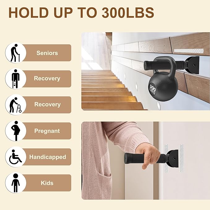 Doorway Flip Assist Handle, Folding Grab Bar Wall Handles for Seniors - Safety Handrails for Steps - for The Elderly, Disabled, and People with Limited Mobility, Supports Up to 300 Pounds