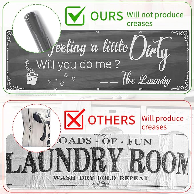 XLHOMO Laundry Room Rug Runner, 17"x60" Non Slip Nappa Leather Laundry Rugs, Grey Farmhouse Washable Floor Laundry Mats for Laundry Room, Entryway, Kitchen, Bathroom, Mudroom, Washroom, Hallway Decor