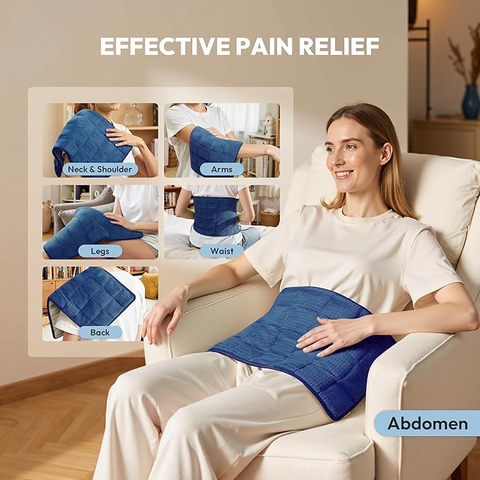 GOTCOZY Weighted Heating Pad 12"X24" - Electric Heat Pad for Back Neck Shoulder Pain Relief,6 Heat Settings,3H Auto Shut Off, Birthday Gifts for Women Men, Dad, Mom (Navy Blue)
