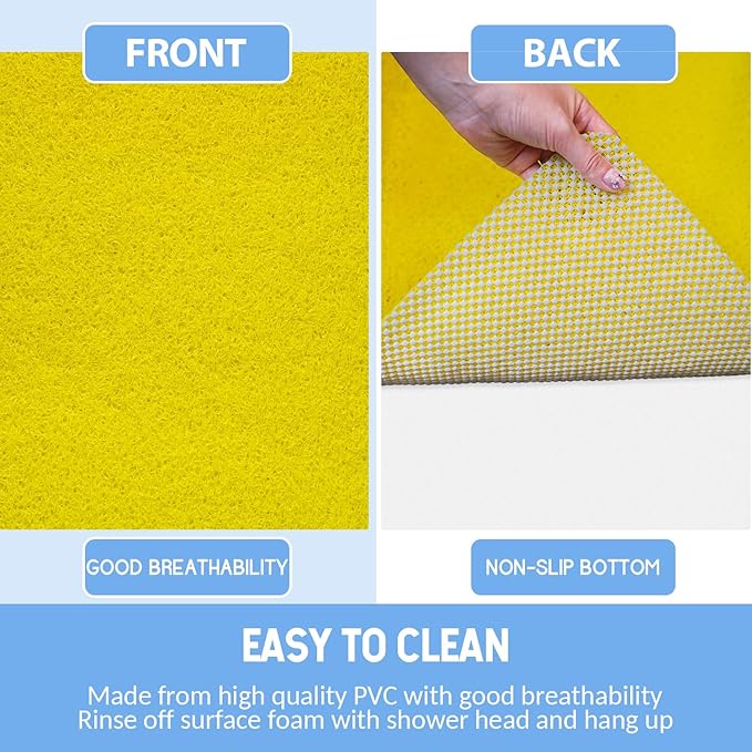 Hargiis Non-Slip Bathtub Mat, Anti Slip Shower Mat, Fast Drying Bathtub Mats, Foot Scrubber Mat, Anti Slip Mat for Tub, Floor, Bathroom, Kitchen, Home, Hotel (Yellow 24"×24")
