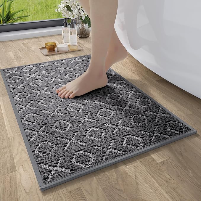YDKGL Bathroom Rugs Non Slip, Super Absorbent Quick Dry Bath Mat, Rubber Backing Ultra Thin Bathroom Mats Fit Under Door Bathroom Floor Bathtub Shower