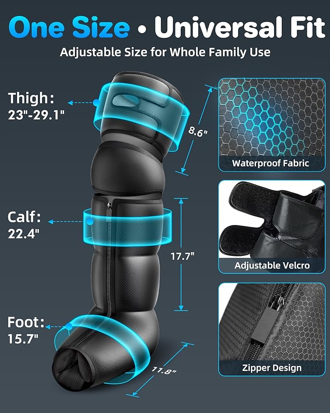 YINGGG Leg Massager with Heat and Compression - Foot and Calf Massage Sleeve with 3 Heat, 6 Intensities, 6 Modes, Compression Boots for Circulation and Pain Relief