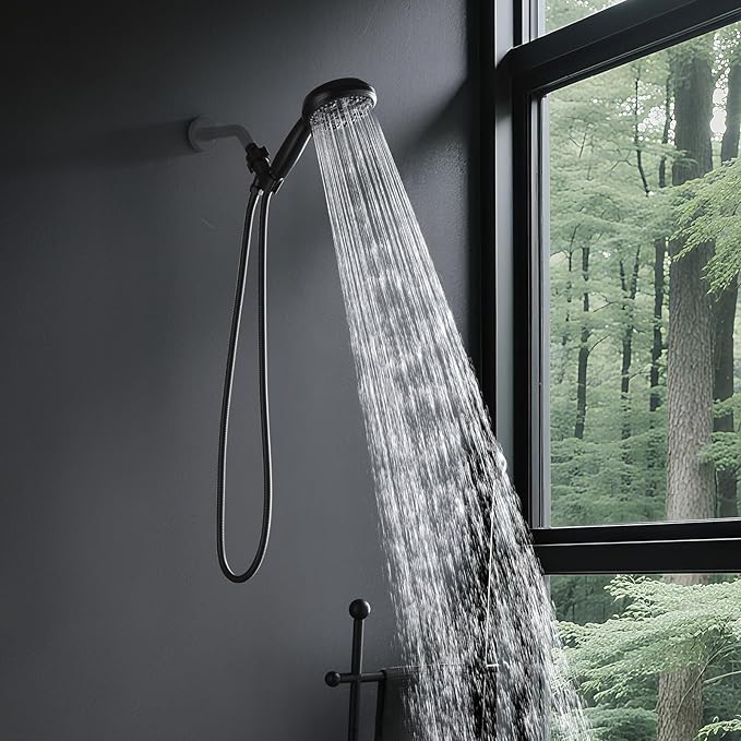 Handheld Shower Head 10 Mode Shower Heads with Handheld Spray High Pressure Shower Head Handheld with Brass Swivel Ball Bracket Showerheads Matte Black