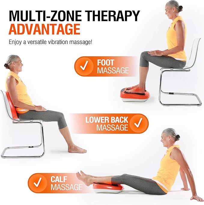 Power Legs Electric Foot Massager Machine with Remote Control, Adjustable Speed, Vibration - Calf Massager - Feet Massager for Neuropathy Pain Relief, Plantar Fasciitis, Leg Blood Circulation (Orange)