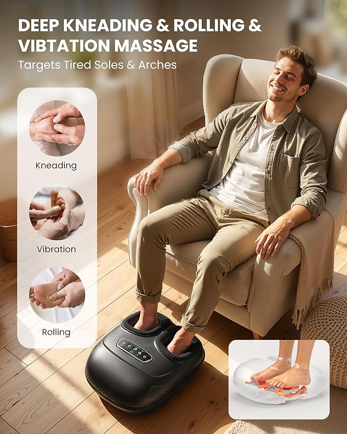 CILI Foot Massager with Heat, Shiatsu Foot Massager for Neuropathy & Plantar Fasciitis Relief, Heated Feet Massager with Deep Kneading,Compression,Vibration,Mothers Day Gifts for Mom, FSA Eligible HSA