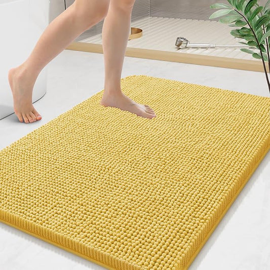 Arotive Bathroom Rugs 36x24, Extra Soft Absorbent Shaggy Chenille Bath Rugs, Machine Washable Rubber Backing Non-Slip Bath Mats for Bathroom Floor Tub and Shower, Home Decor Accessories,Yellow