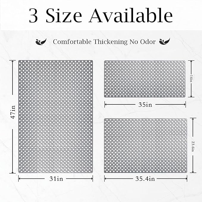 Tiamo Non Slip Large Shower Mat 35.4"*23.6", TPE Bath Mats for Inside Outside Shower,Extra Large Bathtub Mat with Suction Cups and Big Drain Holes