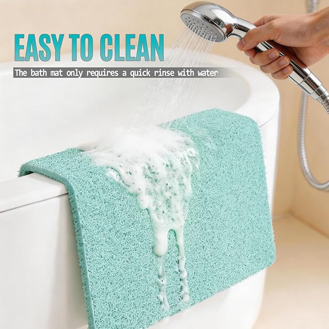 Joyhalo Shower Mat Bathtub Mat Non Slip, Bathmats Non Slip, Quick Drying Foot Scrubber Loofah Mats for Shower, Tub, Bathroom, Home, 24x24inch, Aqua
