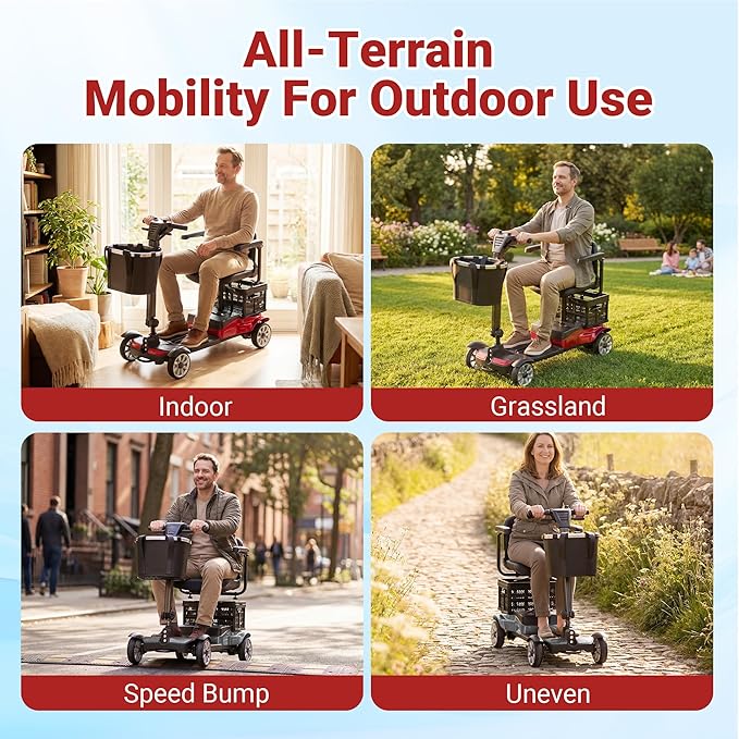 Mobility Scooter for Adults, 4 Wheel Motorized Mobility Scooter w/Dustproof Cover, 350LBS Capacity & Detachable Battery, 15Miles Electric Powered Mobility for Outdoor (Silver, 15 MI)