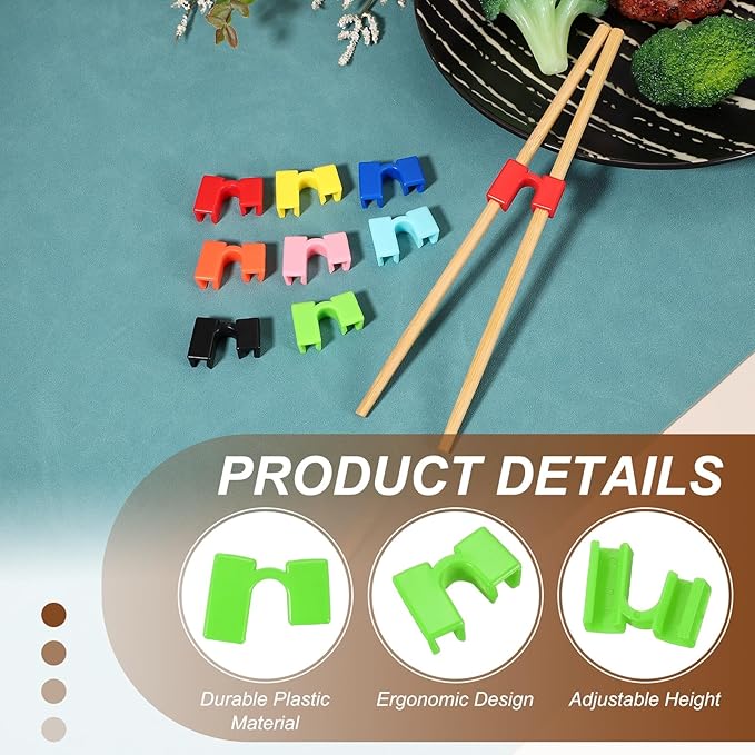 uxcell 10 Pcs Chopsticks Helper, Reusable Training Chopstick Hinges Connector Practice Chop Sticks Helpers for Adult Beginners Learners, Green