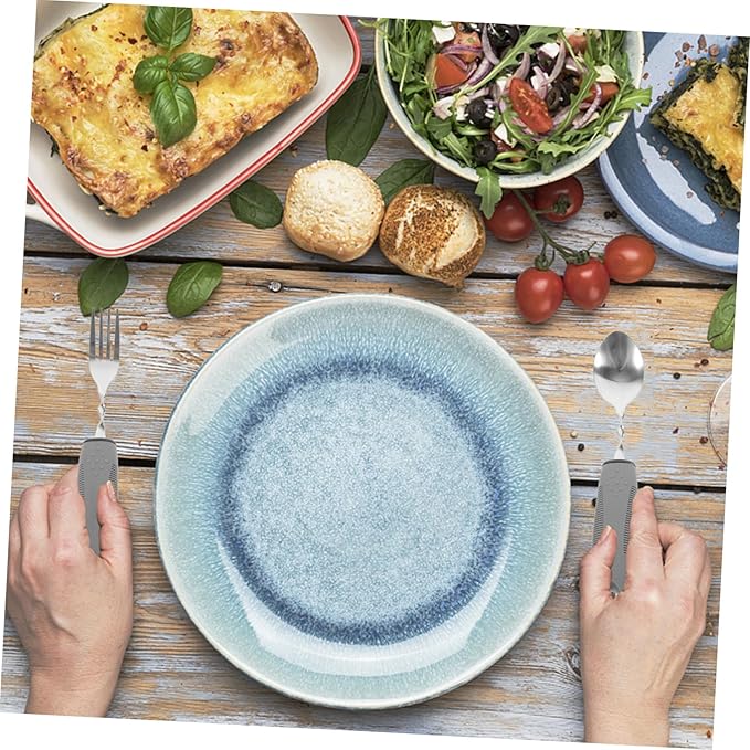 Adaptive Non-Slip Elderly Utensil with Bendable Handles Lightweight Stainless Steel Tableware for Disabled Seniors Hand Injury and Neurological Patients Easy Grip and Anti-Shaking