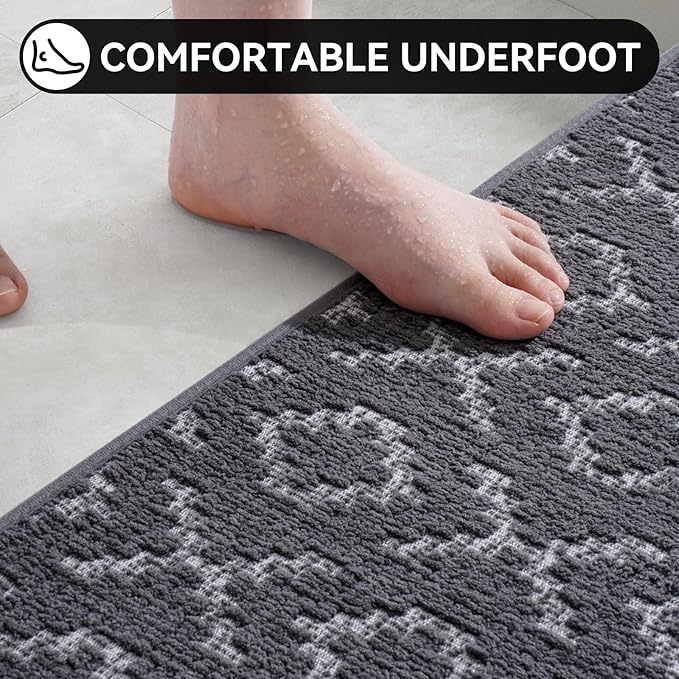 YDKGL Bathroom Rugs Non Slip, Super Absorbent Quick Dry Bath Mat, Rubber Backing Ultra Thin Bathroom Mats Fit Under Door Bathroom Floor Bathtub Shower
