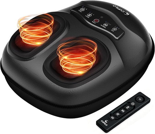 CuPiLo FSA Eligible HSA Foot Massager with Heat [Remote Control], Shiatsu Foot Massager Machine with 5 Compression Levels, Electric Feet Massager for Foot Pain Relief, Gifts for Elderly Senior Parents