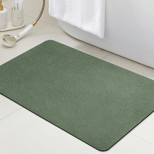 ACCUMTEK Non Slip Bath Mat, Thin Bathroom Rugs Fit Under Door, Quick Dry Bath Mats, Machine Washable Bath Rugs for Bathroom, Bathtub & Kitchen, Dark Green/Upgraded Solid/24 x17
